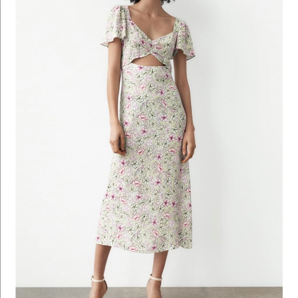 BNWT Zara floral cut out dress size L